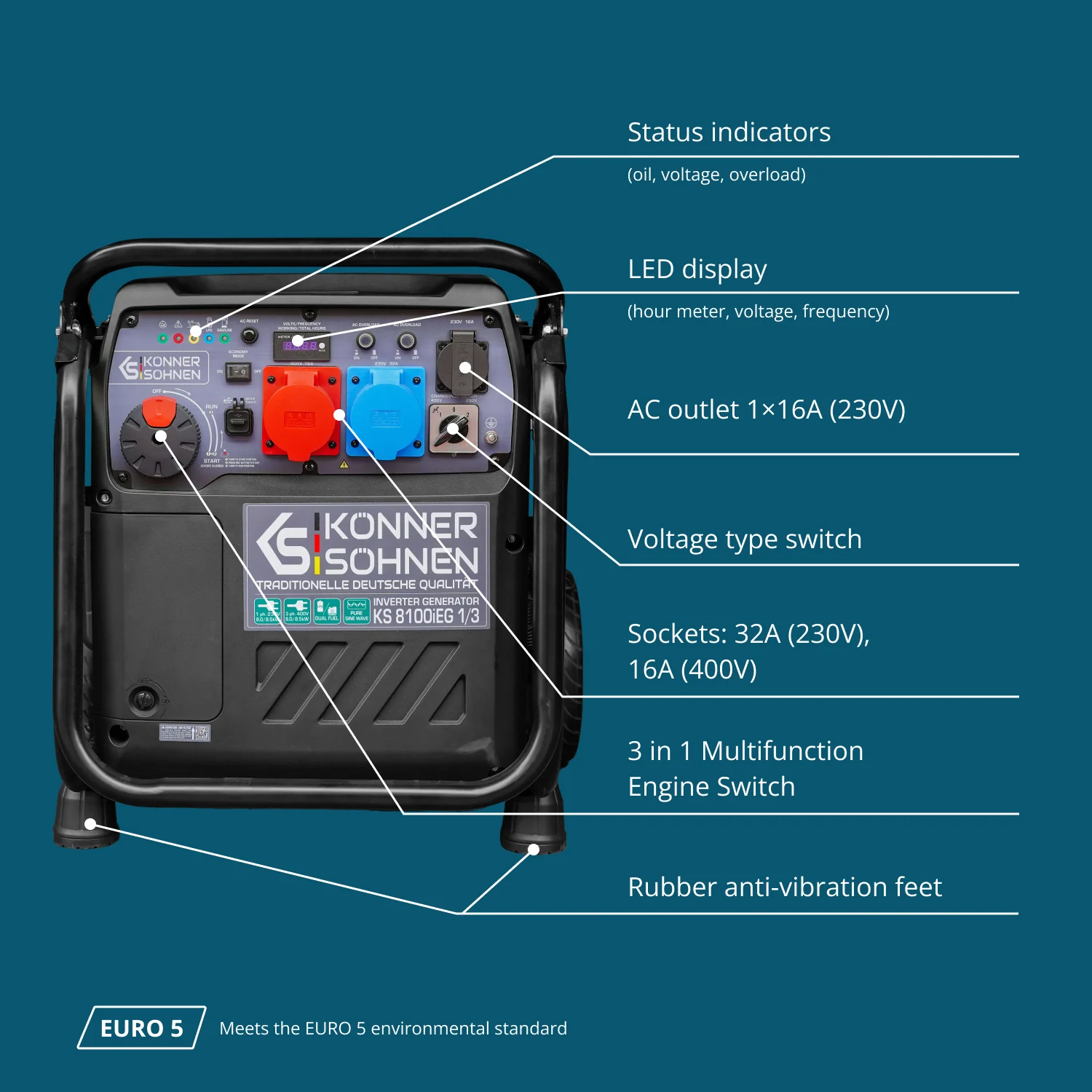 Invertergeneraator LPG/Bensiin Könner & Söhnen KS 8100iEG 1/3 Invertergeneraator LPG/Bensiin Könner & Söhnen KS 8100iEG 1/3